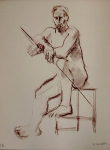 Hombre Sentado Con Vara